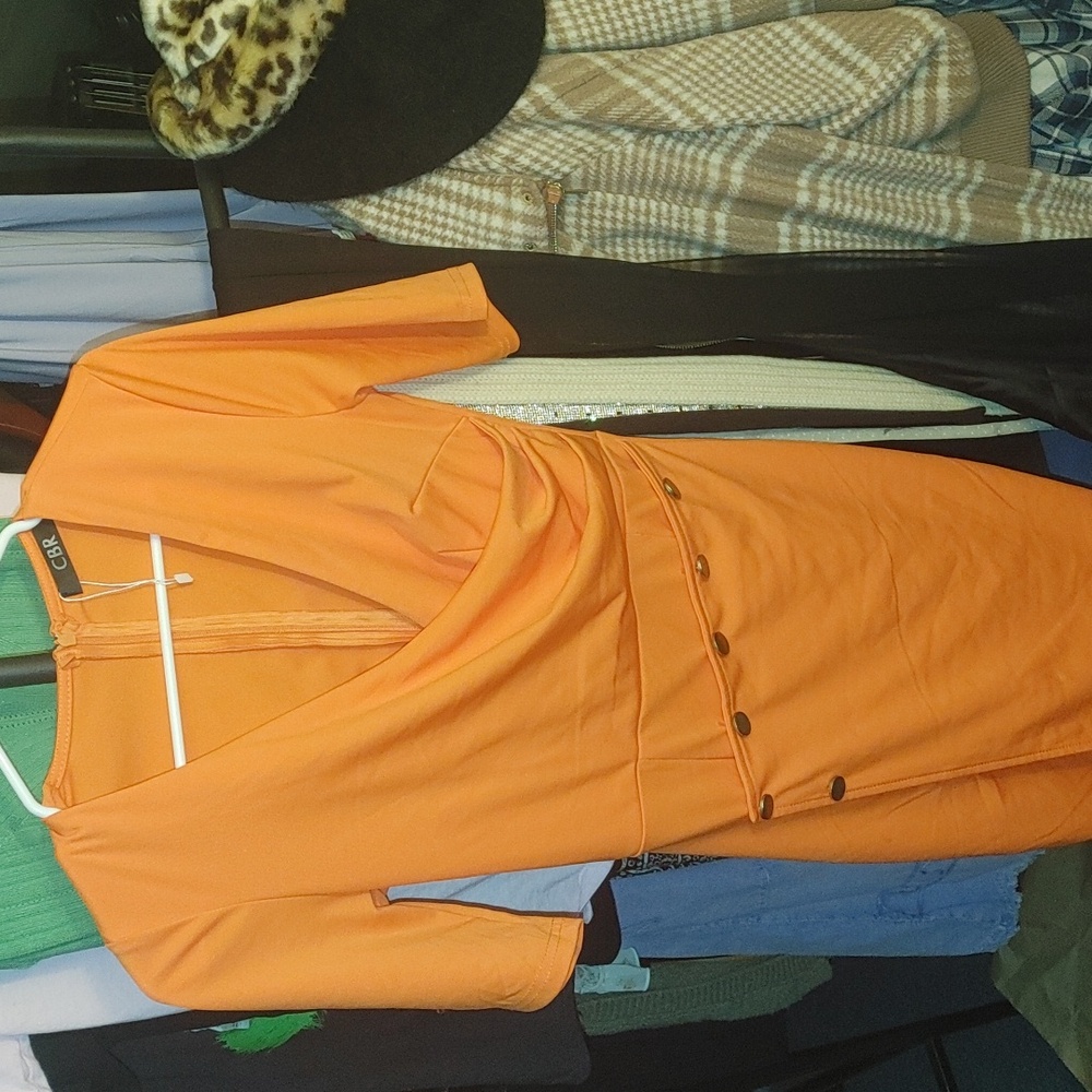 CBR Vibrant Orange Long Sleeve Dress